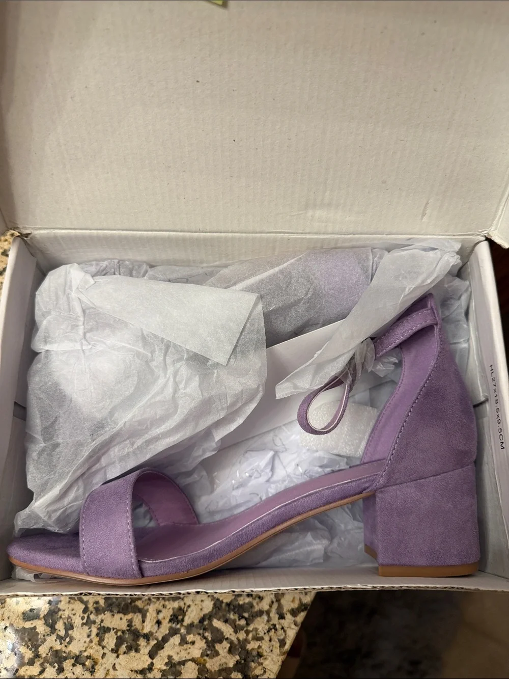 🫶🏼5 for $45!!🫶🏼Suede Lavender Block Heel Sandals with Ankle Strap